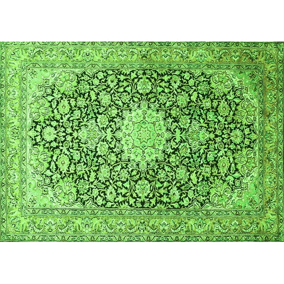 Ahgly Company Indoor Rectangle Medallion Green Traditional Area Rugs, 3' x 5'