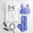 thumbnail image 3 of Girls 7-20 Under Armour Tech™ Print Big Logo Tee Color: Lavish Purple Size: X LARGE, 3 of 4