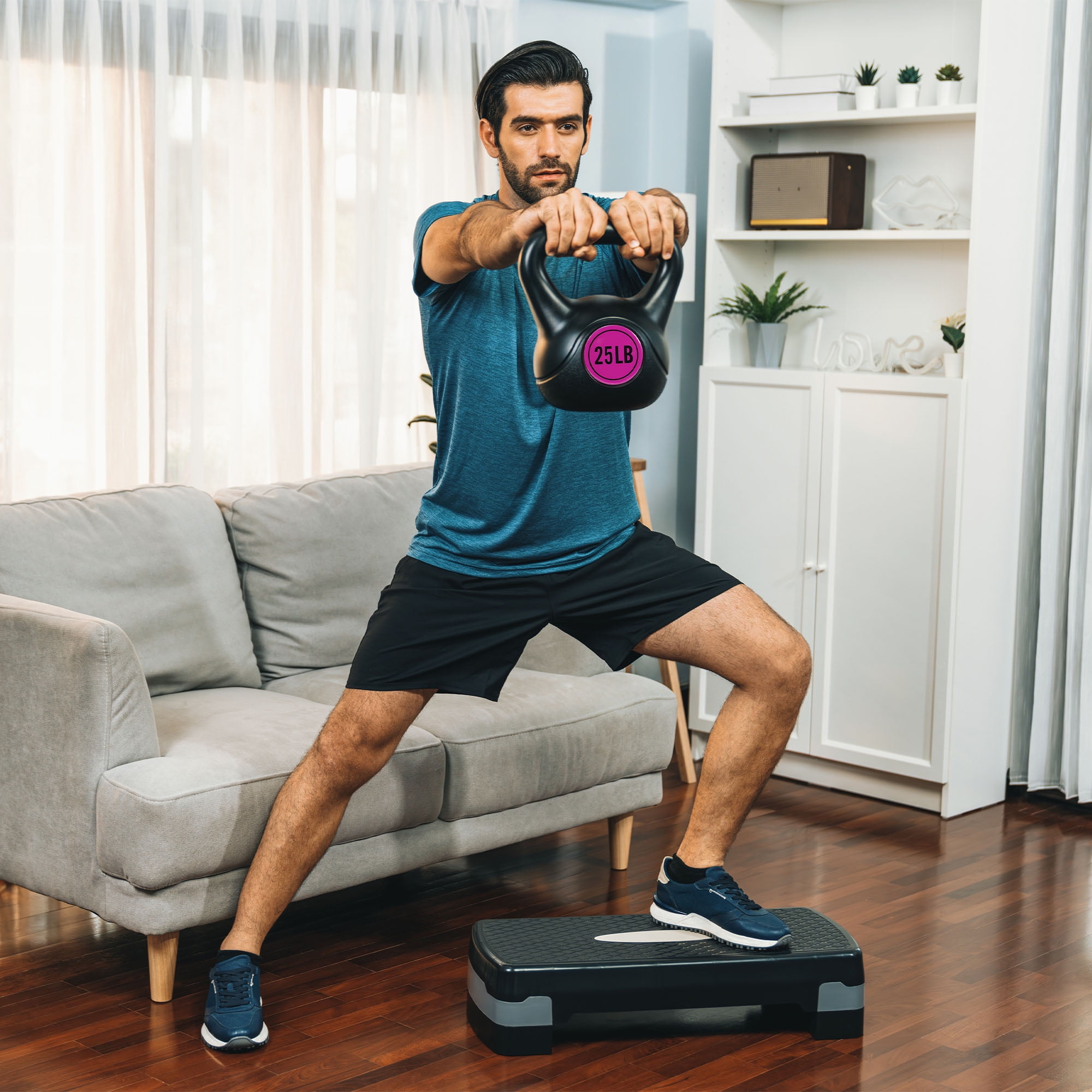 Sporzon! Wide Grip Kettle Bell Weight Set, 5, 10, 15, 20, 25 Pound
