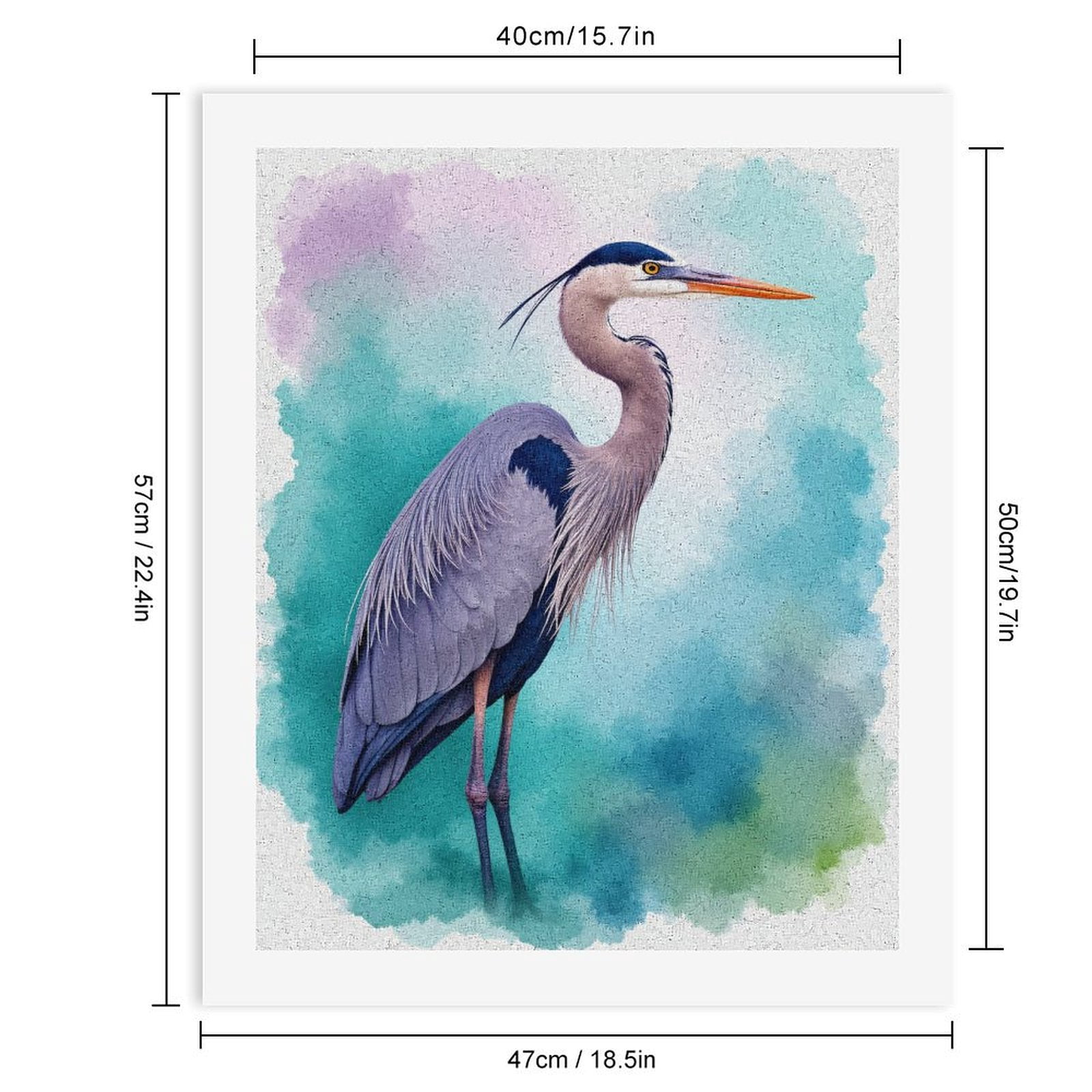 Paint by Numbers Kit for Adults, Blue Heron Watercolor Art Paint by Numbers, Easy Paint by Numbers Kit for Adults Beginner, DIY Adult Paint by Number Kits on Canvas, Home Decor