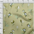 thumbnail image 3 of oneOone Polyester Spandex Light Green Fabric Floral-Magnolia-Hand Drawn Floral Pattern Dress Material Fabric Print Fabric By The Yard 56 Inch Wide, 3 of 4