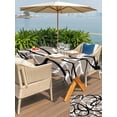 thumbnail image 4 of Outdoor Tablecloth with Umbrella Hole and Zipper, Brown Geometric Rectangle Table Cloth 60x84 Inch Waterproof Tablecloth, Vintage Black White Striped Abstract Art Picnic Table Cover for Patio Camping, 4 of 7