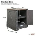 thumbnail image 3 of Farmhouse End Table with Charging Station, 19.6 Inch Rustic Wood Nightstand with Adjustable Shelf and Barn Doors, Square Sofa Side Table for Living Room, Bedroom, Grey, 3 of 7