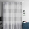 thumbnail image 5 of Grey Plaid Semi Sheer Curtains Drapes for Living Room, Bedroom, French Doors Window 72 Inches Long, Spring Summer Farmhouse Buffalo Checkered Rod Pocket Chiffon Curtain Drapery Voile Draperies Panel, 5 of 6