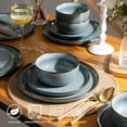 thumbnail image 4 of AmorArc Ceramic Dinnerware Sets for 6, 18 Pieces Stoneware Plates and Bowls Sets, Scratch Resistant Dishes, Dishwasher & Microwave Safe, Space Blue (Service for 6), 4 of 9