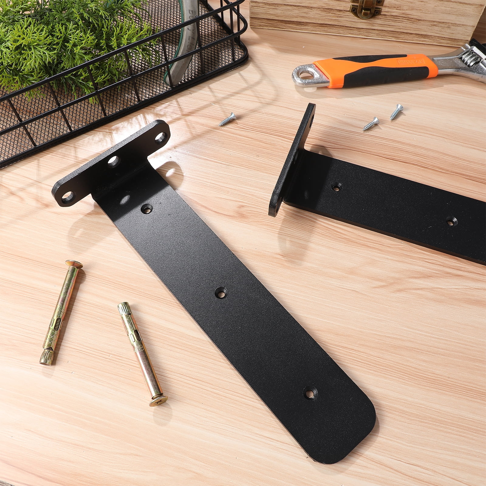 SOPOTUTU 2pcs Black Floating Shelf Support for Office Cold Rolled Steel Heavy Duty