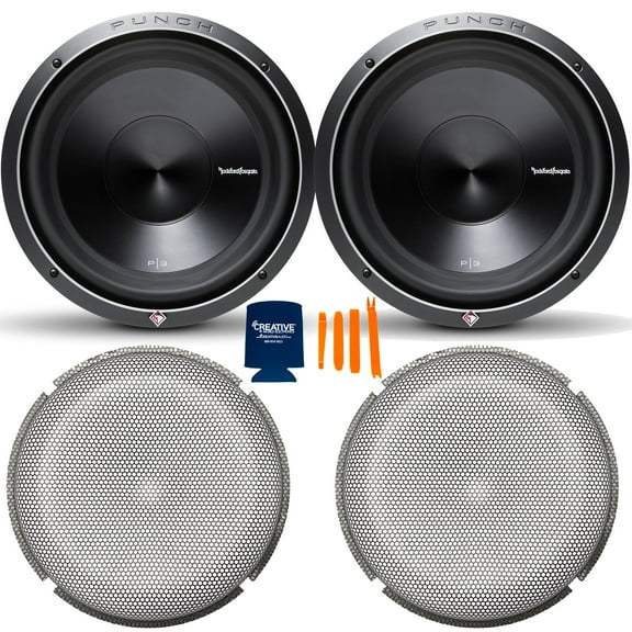 Rockford Fosgate 2 P3D4-12 Punch P3 12" Dual 4-Ohm Subwoofers and 2 P2P3G-12 Stamped Grille Insert