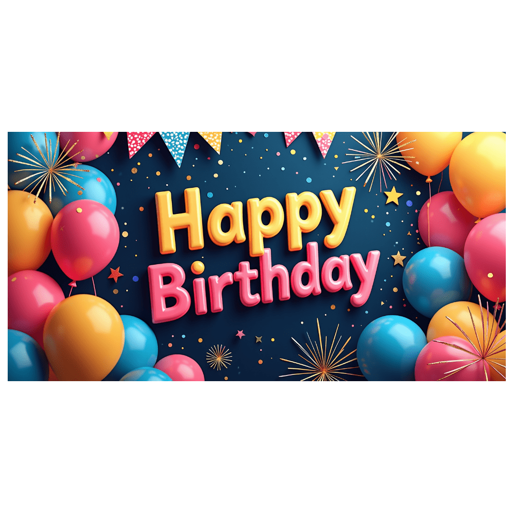 Toile de Fond doré Joyeux Anniversaire 7x5FT Ballons pailletés Or