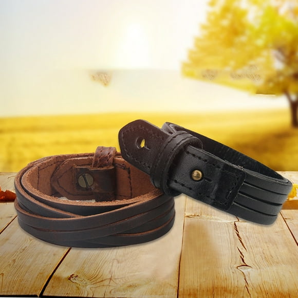 Koszal Bracelet Multi-Couches Personnalité Faux Cuir Punk Bracelet Tressé pour la Vie Quotidienne