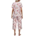 thumbnail image 2 of Ekouaer Women's Pajamas Set Short Sleeve Top With Capri Pants Pjs Lounge & Sleepwear Set, 2 of 4