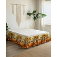 thumbnail image 2 of Fall Pumpkin Bed Skirt Queen Size 18&nbsp;Inch Drop, Bird Thanksgiving Sunflowers Wrap Around Dust Ruffle Bedskirts, Wrinkle & Fade Resistant Easy Fit Bedskirt with Adjustable Elastic, 2 of 8