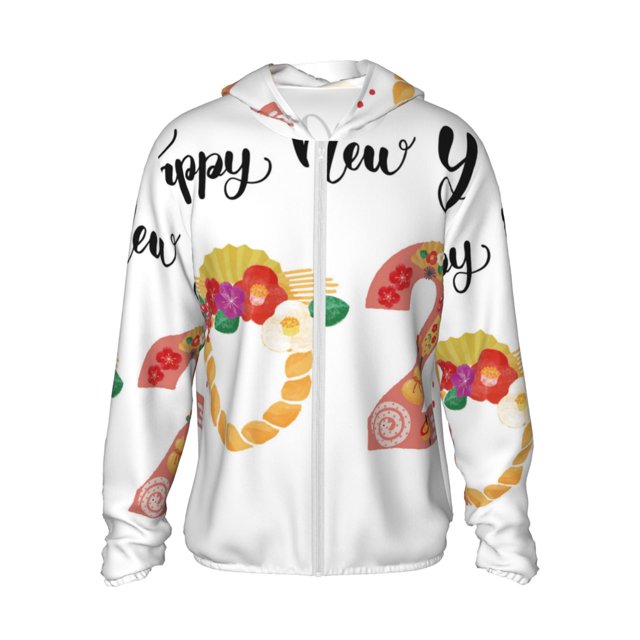 Balery 2025 New Year'S Sudadera ligera de manga larga con capucha y protección solar UPF 50+ para hombre y mujer, ideal para pesca y running-X-Large