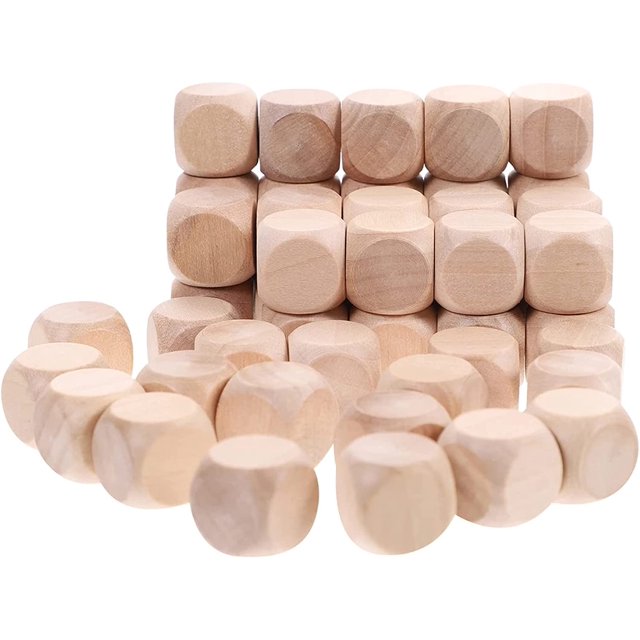 50 Piezas de Dados en Blanco para Bricolaje, Cubos de Dados de Madera en Blanco, Dados de Juego de Madera, Dados de Madera vacíos sin Pintar, Dados de Madera vacíos para Pintar, Etiquetar, Bricolaje