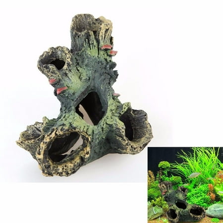 Artificial Resin Rockery Wood Cave Fish Hiding Tank Aquarium