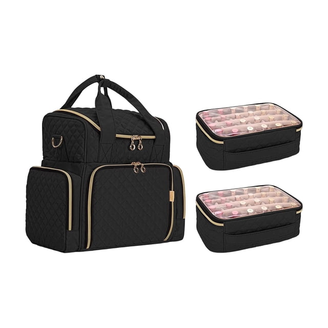 Seitruly Nail Polish Storage Bag Handbag with Bag Zippers Travel Sturdy Cosmetic Juegos de manicura Tipo 2