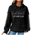 thumbnail image 3 of DDAPJ pyju Womens Football Mama Hoodie Funny Letter Graphic Hooded Sweatshirt Waffle Knit Casual Hoodies Football Season Game Day Sweatshirts Gifts for Football Lover Black L, 3 of 4