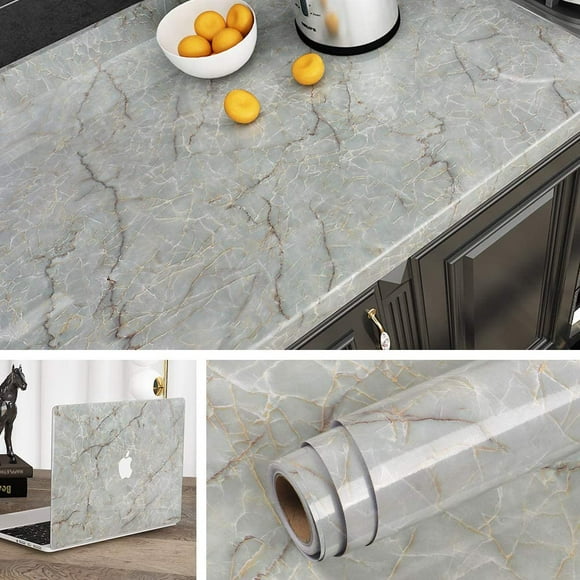 Marble Contact Paper Kitchen Wallpaper Countertop Adhesive Covering Peel and Stick Countertops for Bathroom Kitchen Counter Table Desk Backsplash Waterproof Removable 40 CM x 200 CM