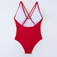 thumbnail image 3 of Trajes de Baño para Mujeres Sexy Color Sólido Bikini con Cuello en V Traje de Baño Dividido con Pantalones, Nylon de Corte Alto para la Piscina de Playa, 3 of 6