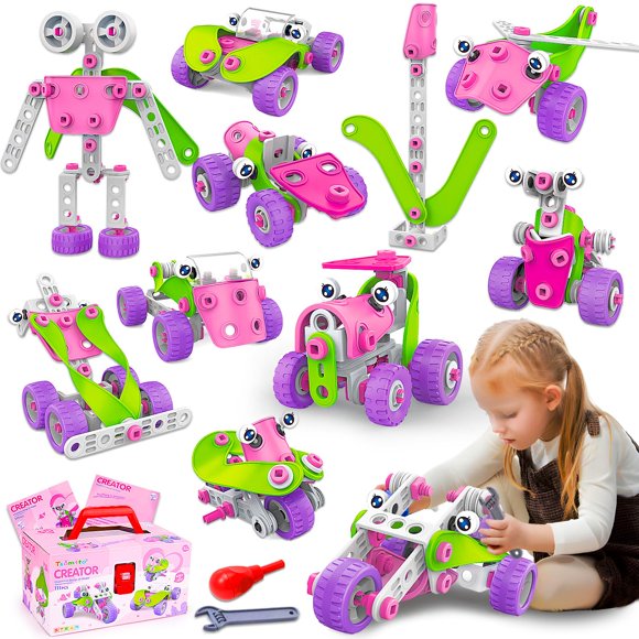 Juguetes STEM de construcción Tsomtto para niñas de 4 a 8 años, color rosa