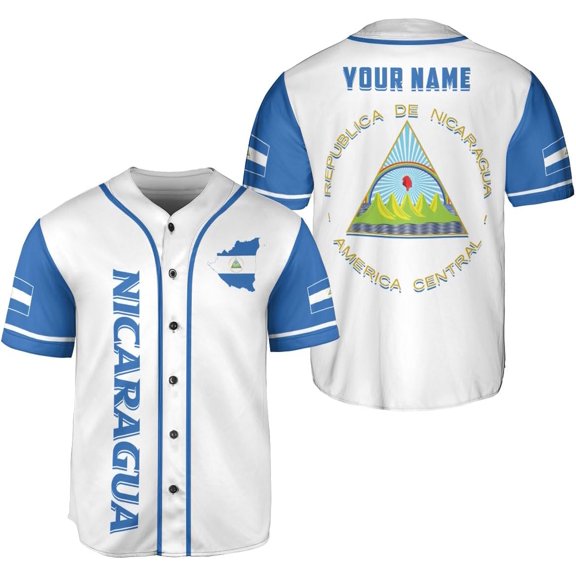 Personalized Nicaragua Baseball Jersey Shirt Name Nicaraguan Baseball Jersey for Men & Women Nicaraguan Camisas (S)