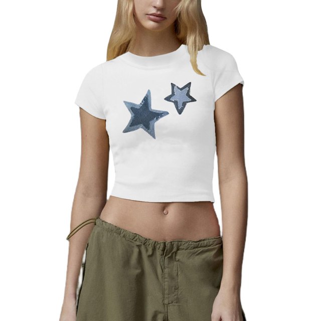 TSADFHJI Hauts d'Entraînement pour Femmes en Maille Mode Décontractée Imprimé Col Rond Manches Courtes Ajusté T-Shirts TG Blanc