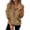 Khaki, variant on Women's Winter Solid Color Half Zip Lapel Collar Jacquard Print Sweatshirt, Fleece Lined Pocket Hoodless Long Sleeve Pullover Top with Loose Fit Comfortable Fabric for Casual Daily Wear Blue L