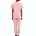 thumbnail image 4 of Minjewel Women's V-Neck Short Sleeve Two-Piece Scrubs for Women Set with Pockets, Soft & Durable Medical Scrub Set for Hospital & Clinic Wear,Pink XL, 4 of 5
