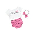 thumbnail image 2 of Kiapeise Baby Girls  Short Sleeve Letter Print T Shirt + Shorts + Headband, 2 of 7