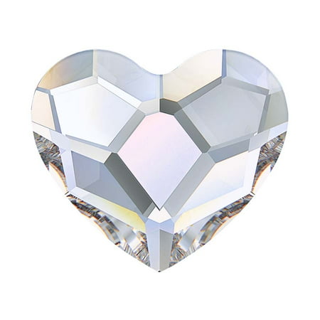 Swarovski Crystal 10mm Hearts Charms - Swarovski Crystal, #2808 Heart Flatback Rhinestone 10mm, 4 Pieces, Crystal AB