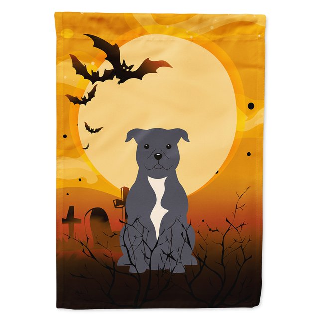 "Treasures BB4312GF Halloween Staffordshire Bull Terrier Bandera de tamaño de jardín azul, pequeña, multicolor" Caroline's Treasures BB4312GF