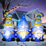 6ft Long Hanukkah Inflatable Outdoor Decor - Chanukah Gnomes (Holding Star of David, Dreidel, Menorah) | Weather-Resistant High-Quality Blow-Up | For Party Yard, Holiday & Seasonal Festive Decor
