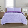 thumbnail image 2 of High Quality 3-Piece Reversible Comforter Set, All Season Suitable, Box-Stitched Down Alternative, King/California King, Lilac/Purple, 2 of 6