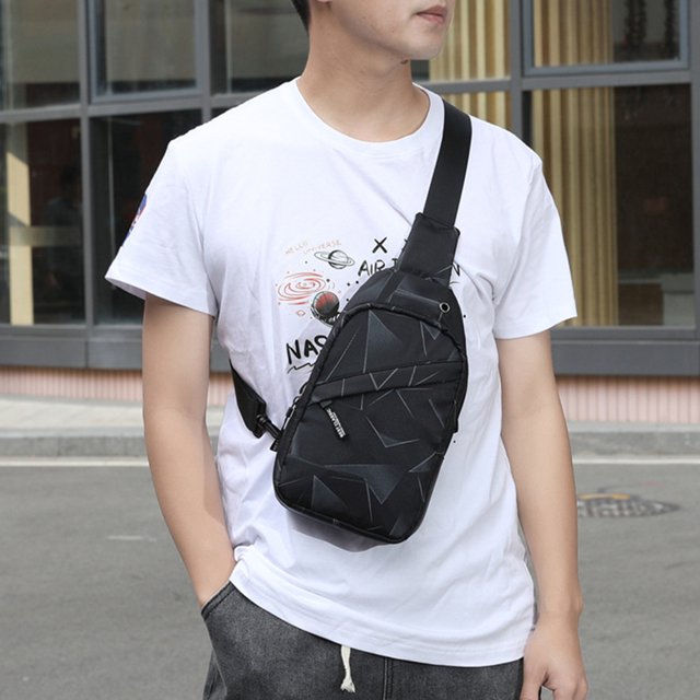 Bandolera De Hombro Bolso de hombro para hombre, paquete de pecho ajustable para senderismo, senderismo, viajes (negro)