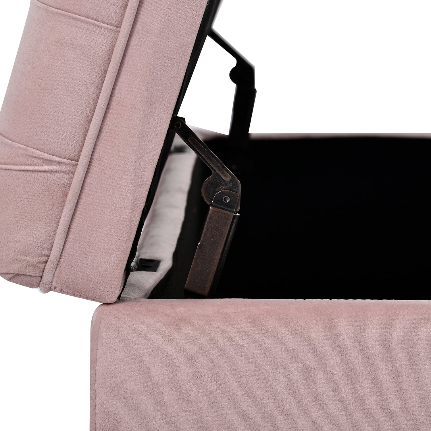 Kepooman Flip Top Storage Ottoman Bench, 48" Upholstered Storage Bench with Button Tufted Top, Folding Chest Foot Rest Stool for Entryway Living Room, Pink Kepooman Flip Top Storage Ottoman Bench, 48" Upholstered Storage Bench with Button Tufted Top, Folding Chest Foot Rest Stool for Entryway Living Room, Pink