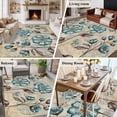 thumbnail image 6 of Rectangle Area Rug 5x8ft,Bohemian Teal Floral Rustic Tulip Washable Carpet Non-Slip Runner Accent Rugs Indoor Floor Mat for Bedroom Living Room Decor,Watercolor Butterfly Vintage, 6 of 9