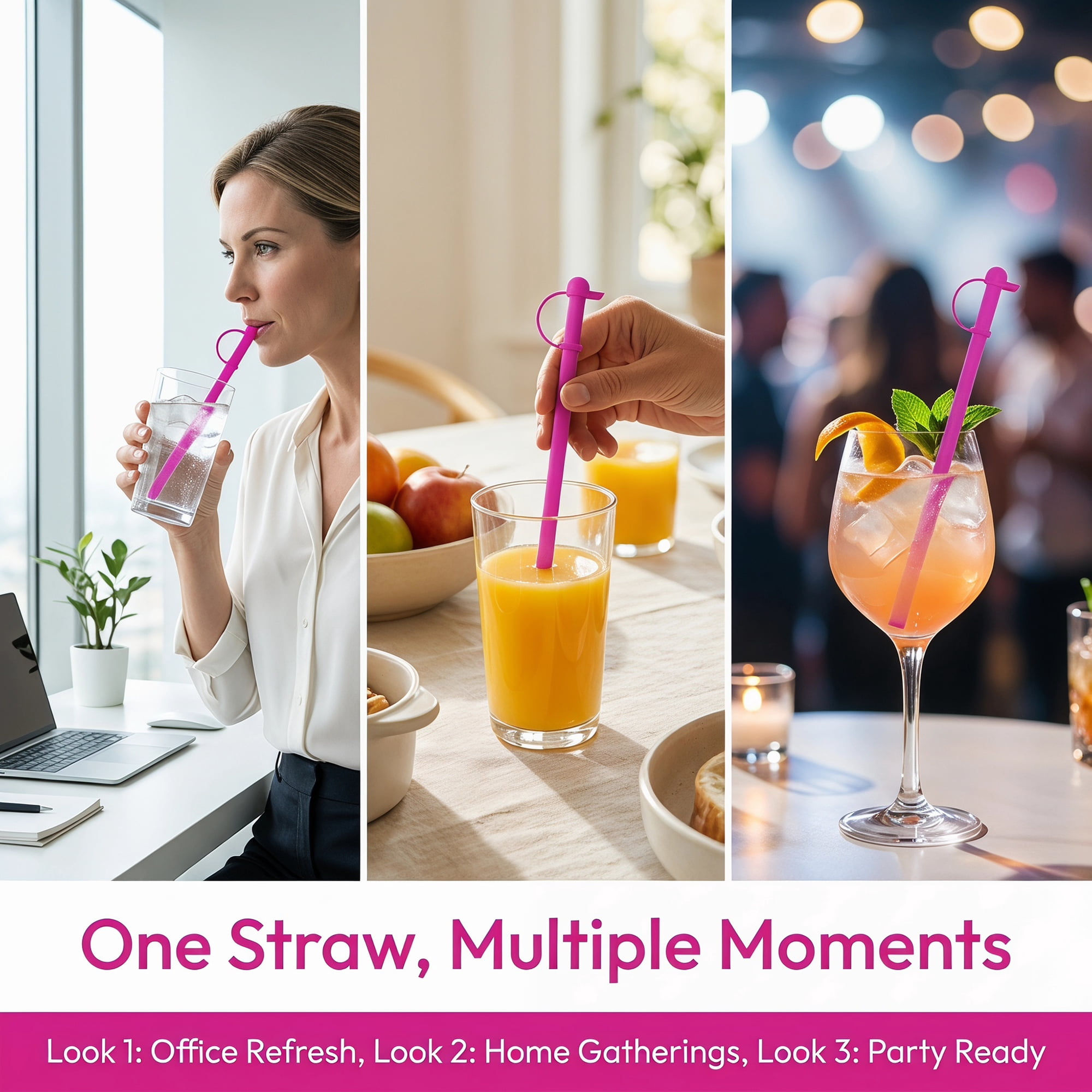 Unique Bargains 10Pcs Reusable Silicone Dishwasher Safe Straws Purple