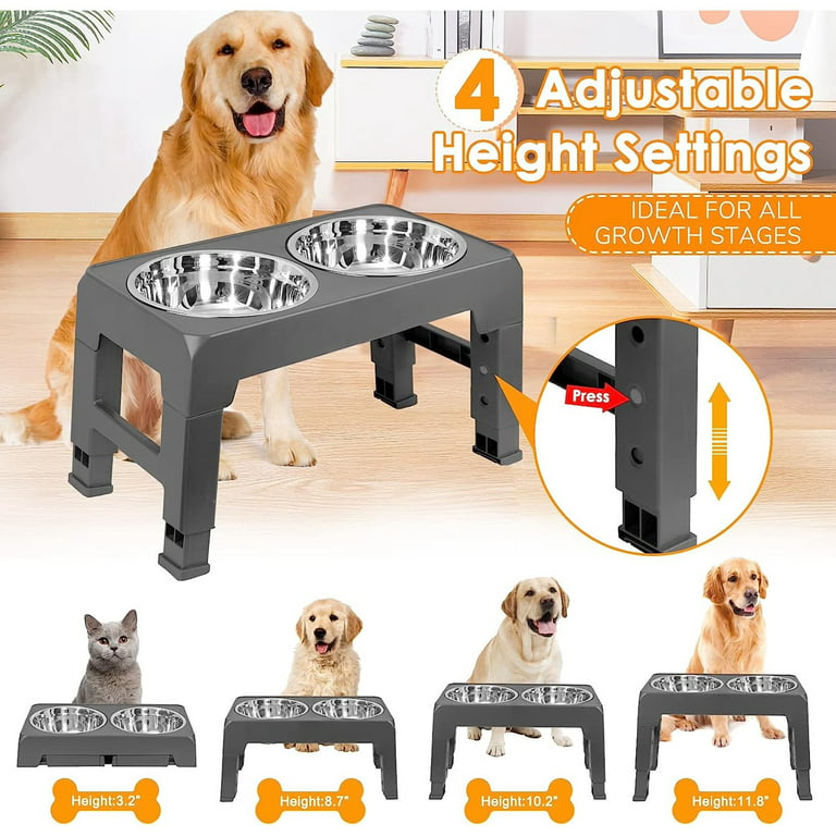 Adjustable Elevated Dog Bowl Stand,Fits 6-11inches Bowls,4 Height adjustments. Holder for Raised Food Water Feeder,for Large, Medium and Small Dogs