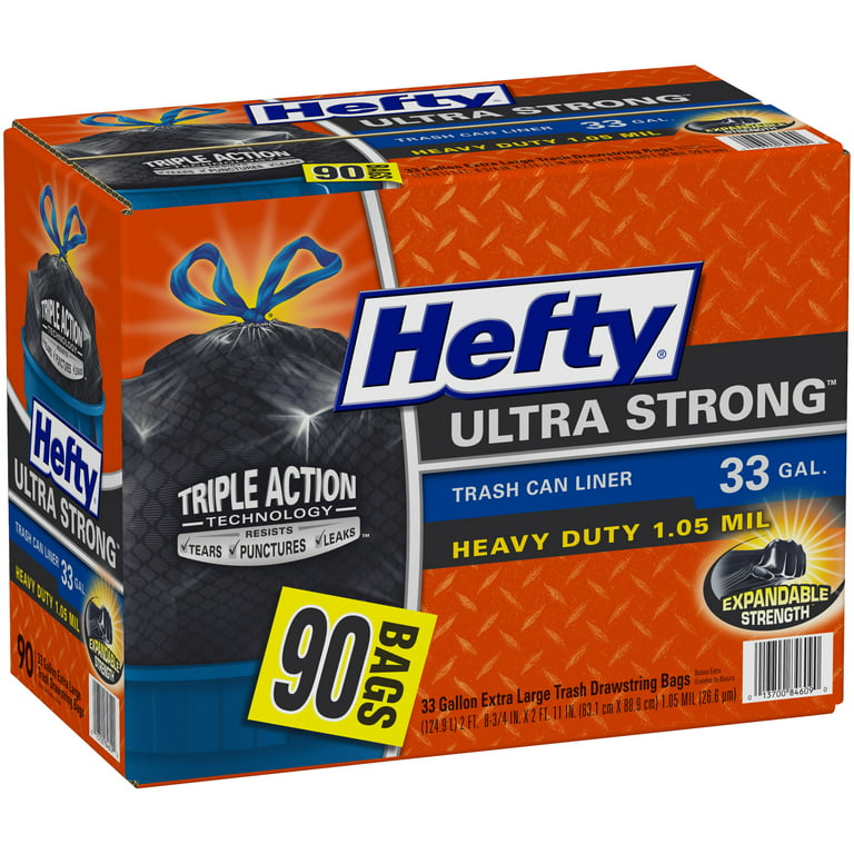 Hefty Ultra Strong 33 Gallon Trash Bags 90 Ct.