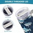 thumbnail image 5 of Sharks Leaves 40 oz Tumbler with Handle Insulated&nbsp;Travel Mug&nbsp;Lid Straw Leak Proof Steel Vacuum Water Bottles Glasses Fits in Car Cup Holder, 5 of 7