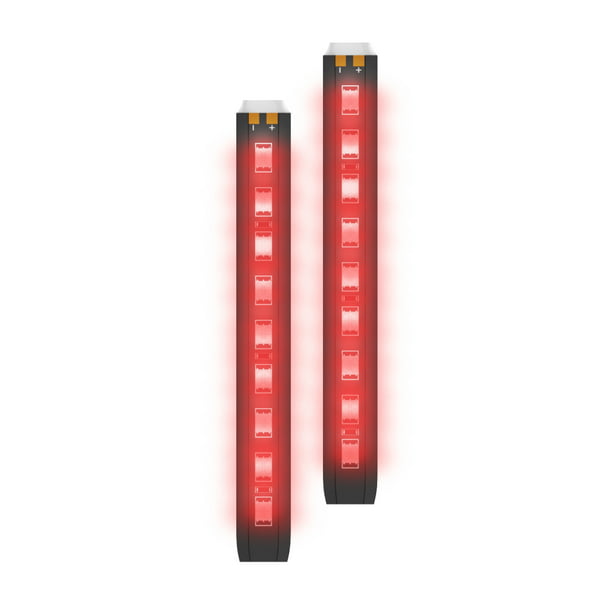 Ledeez LED Light Bar 2 Pack, Red, 5 inch Bars, USB Powered 65 inch Cable,  Stick on Adhesive Included 