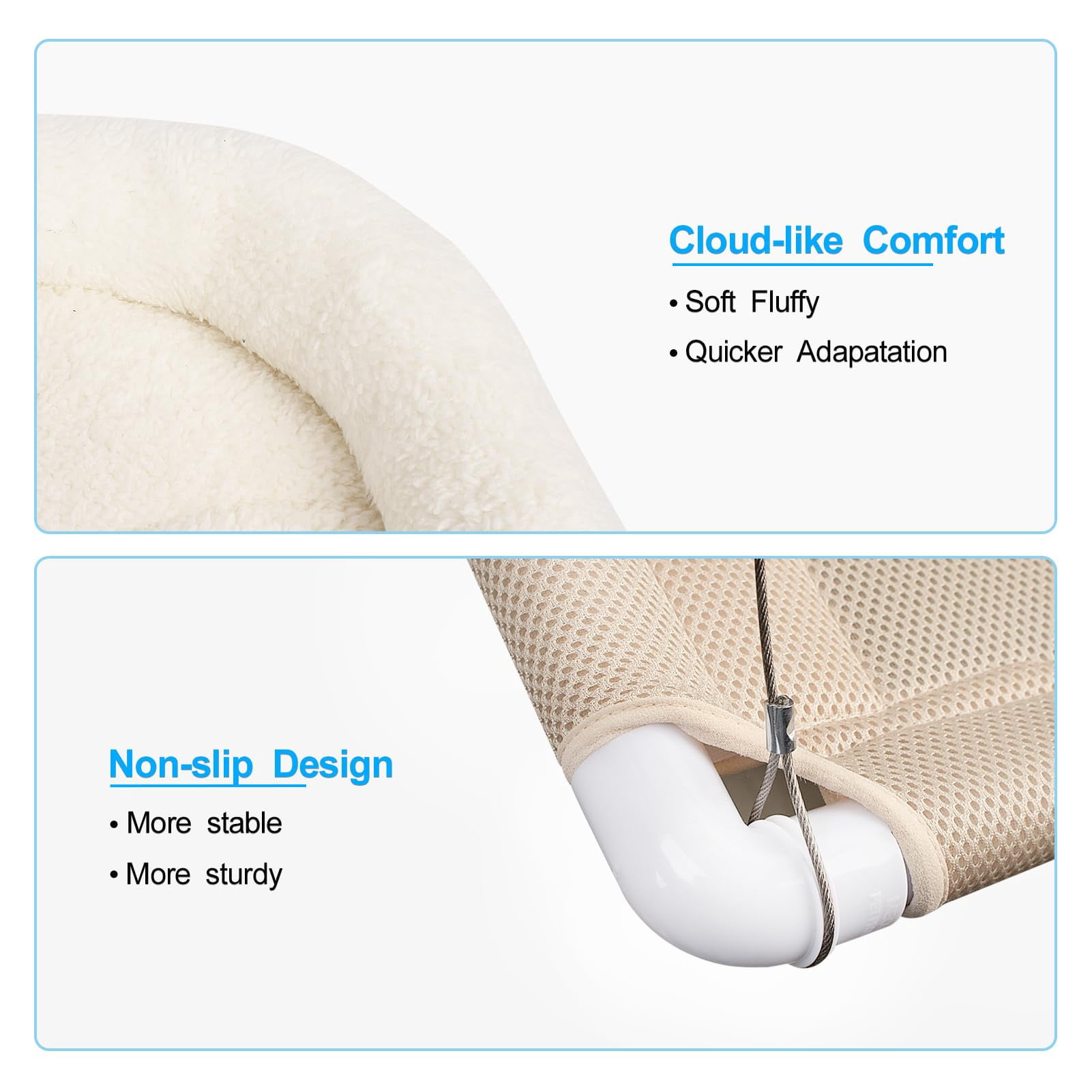 Fluffy Cat Window Bed For Indoor Cats - Strong Suction Cup Hammock With Breathable Mesh And Soft Cushion  Supports Large