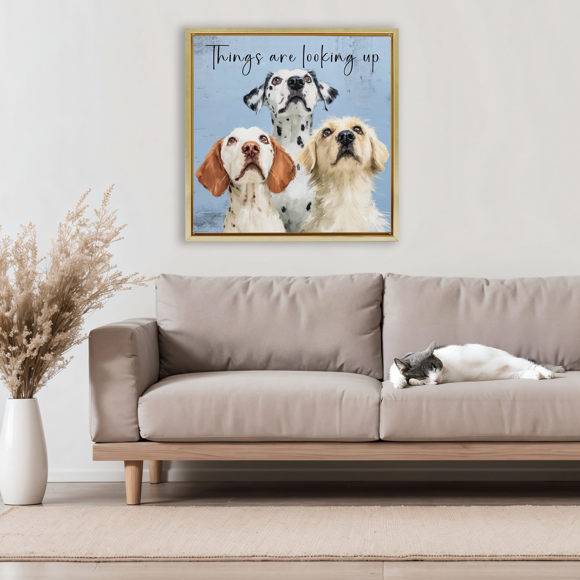 Stupell Industries Things Are Looking Up Gold Framed Floater Canvas Wall Art, design by Kim Curinga
