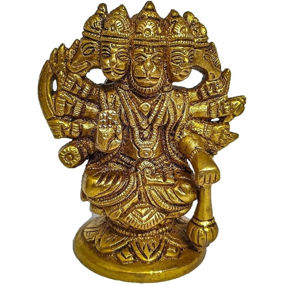 brass small hanuman panchmukhi statue