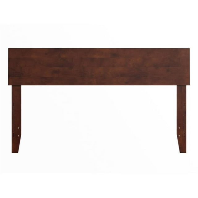 Pemberly Row Full Panel Solid Wood Headboard with USB Charger in Walnut