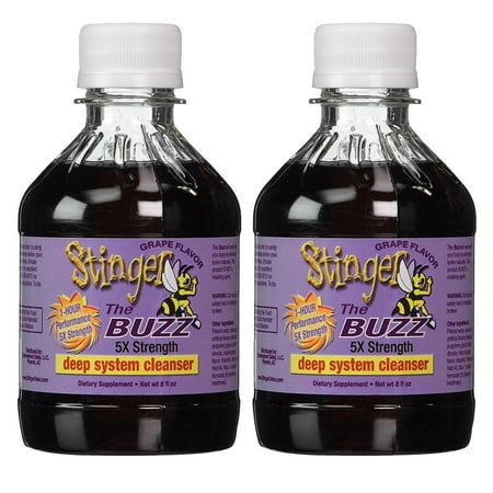 Stinger 1-Hour Detox Liquid Drink 5x Strength Grape 8oz 2PK The Buzz Cleanser (Best Thing To Drink To Pass Drug Test)