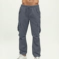 thumbnail image 6 of Mens Elastic Waist Cargo Pants Wide Leg Loose Joggers Outdoor Hiking Climbing Sweatpants Workout Walking Pant Comfortable Solid Color Trousers Multi Pockets, 6 of 9
