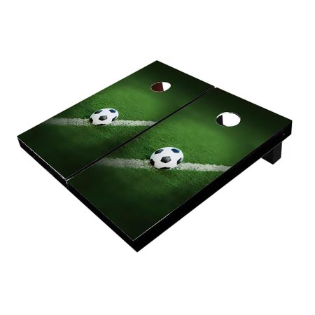 Skip's Garage Soccer Ball On Field Solid Wood Cornhole Board Set