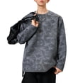 thumbnail image 1 of Sudadera sin capucha para hombre, estilo casual, a la moda, con cuello redondo, holgada, de gamuza, con lazo, manga larga, para jóvenes, blusas activas, camisetas para hombre., 1 of 4