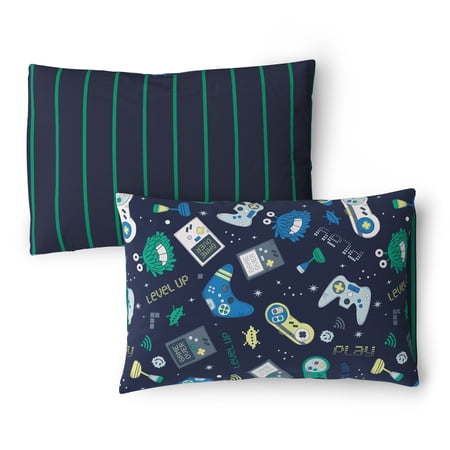 MAINSTAYS KIDS GLOW IN THE DARK GAMER REVERSIBLE COMFORTER SET WITH SHEETS, FULL, 7 PIECES