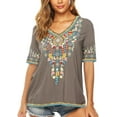 thumbnail image 4 of Women’s Emboridered Tops Short Sleeve Blouse Ethnic Style Floral Pattern Shirts Tunics Blouse, 4 of 6